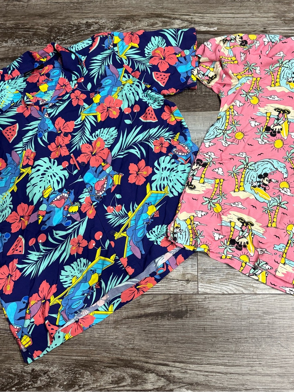 Disney Men's Tropical Shirts- Navy & Pink